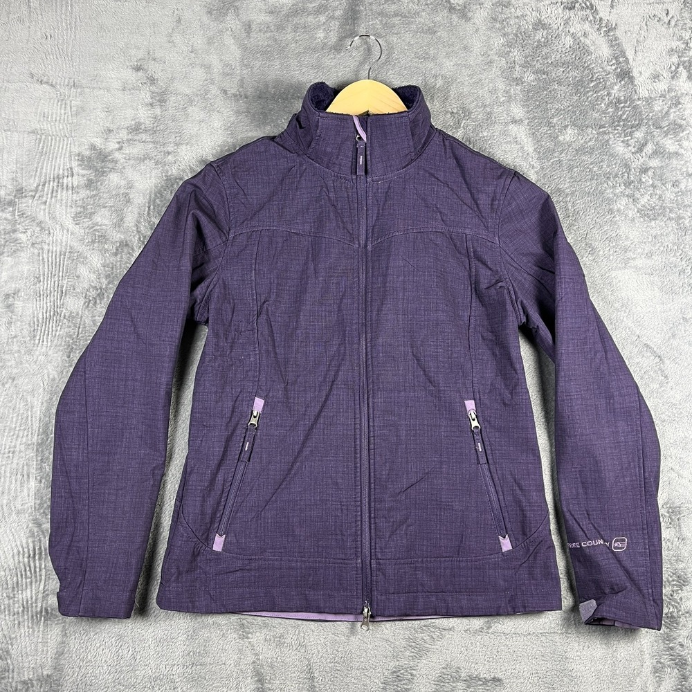 Free Country Jacket Womens Small Purple Stretch Fleece Lined Mock Neck Full Zip